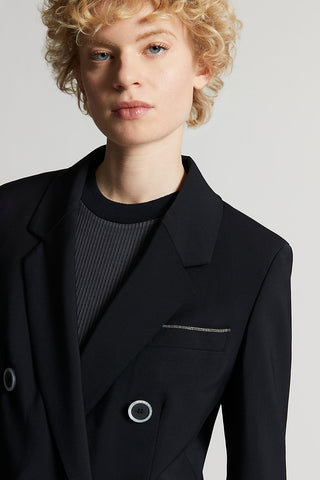 Two-way stretch wool canvas blazer