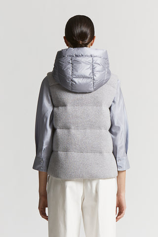 Goose down vest in cashmere and wool