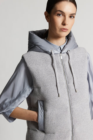 Goose down vest in cashmere and wool