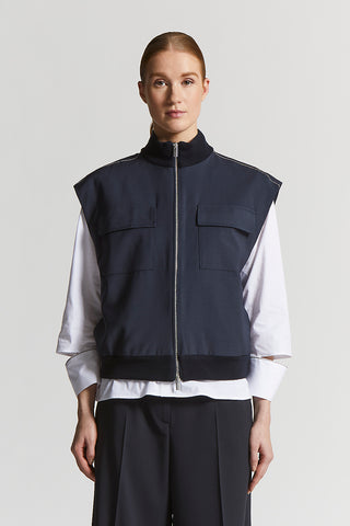 Virgin wool zip-up vest