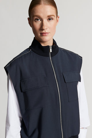 Virgin wool zip-up vest