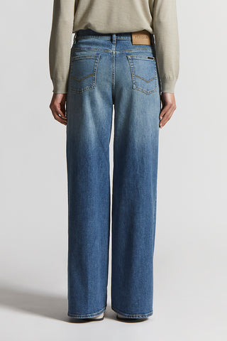 Washed stretch cotton jeans