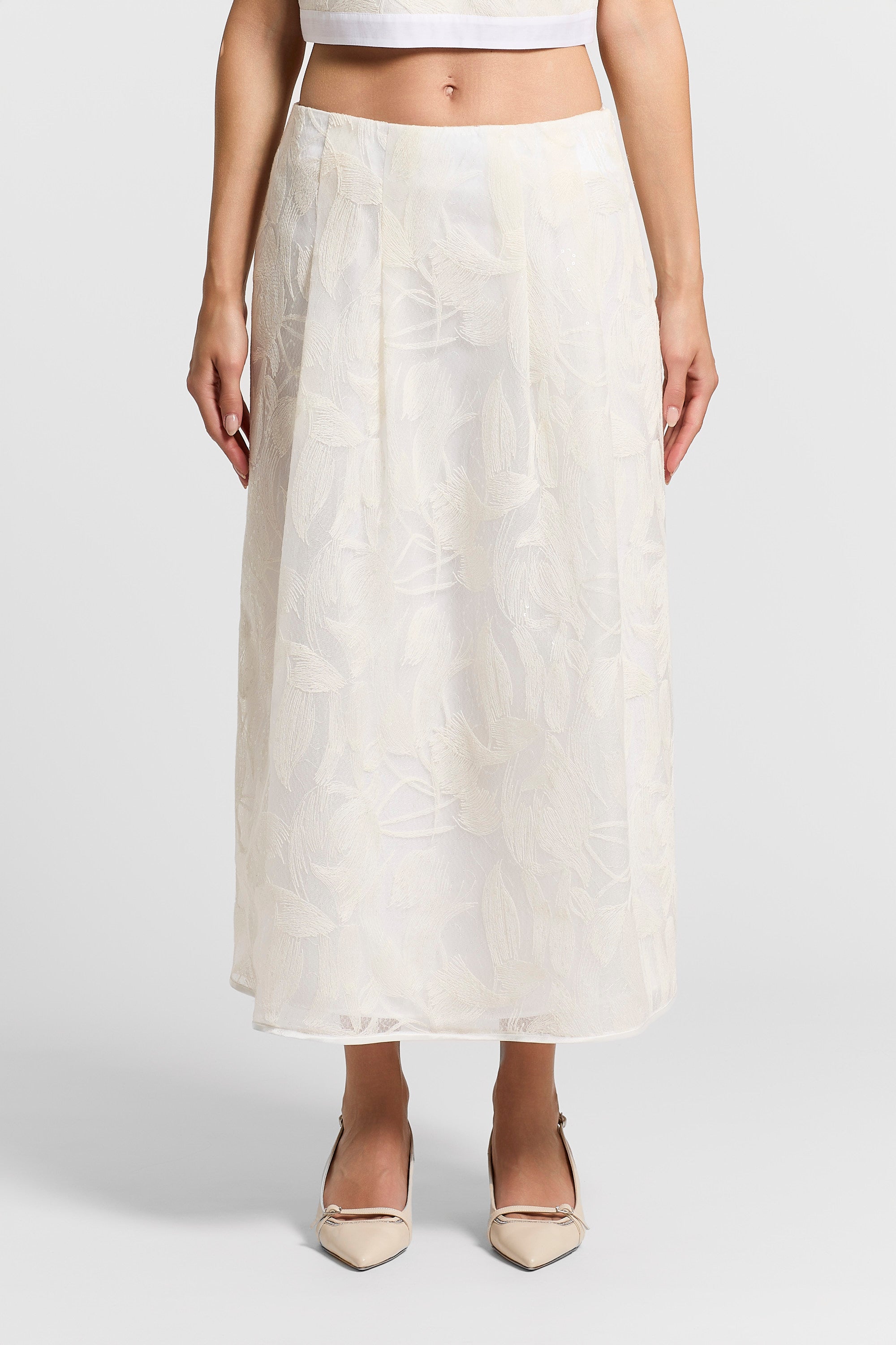 Tulle skirt with embroidery | Peserico