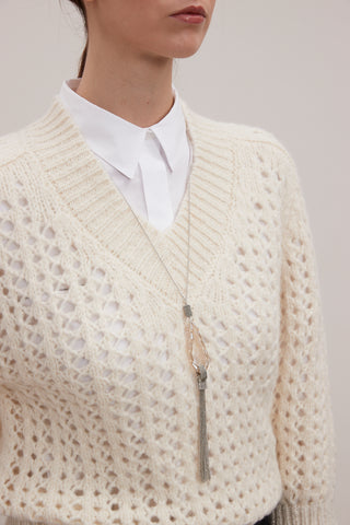 Long crystal glass necklace with pendant