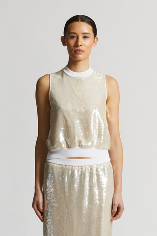 Sleeveless sequinned top