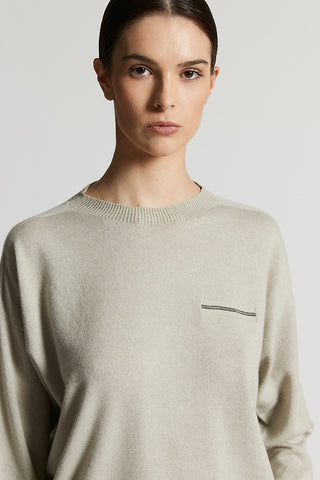 Pure cashmere crew-neck sweater with lurex