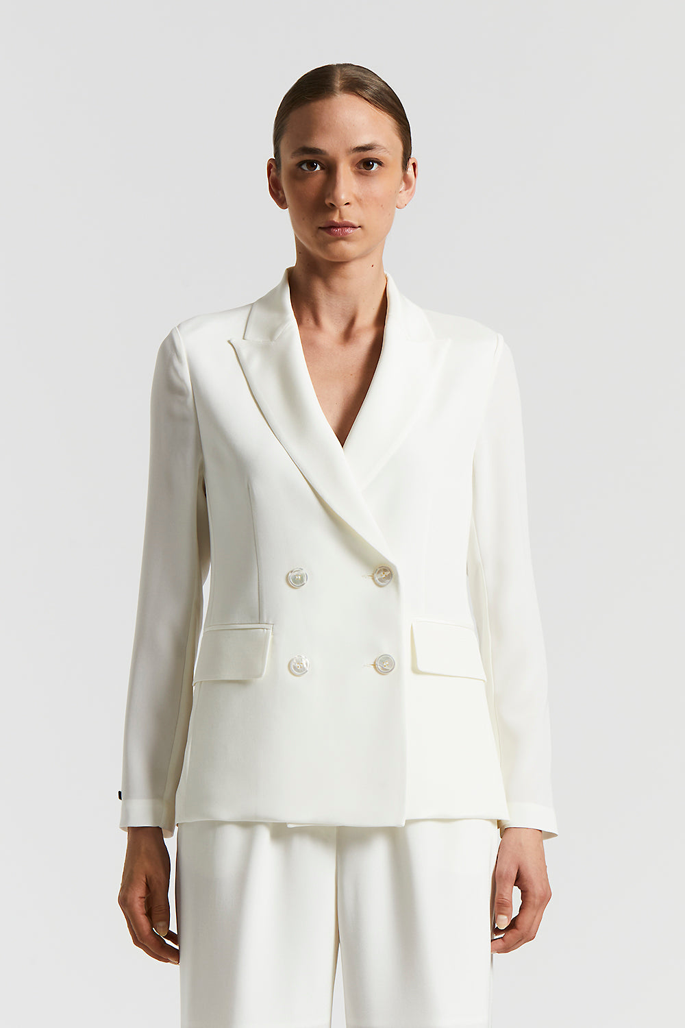 Double-breasted blazer in silk crepe de chine | Peserico