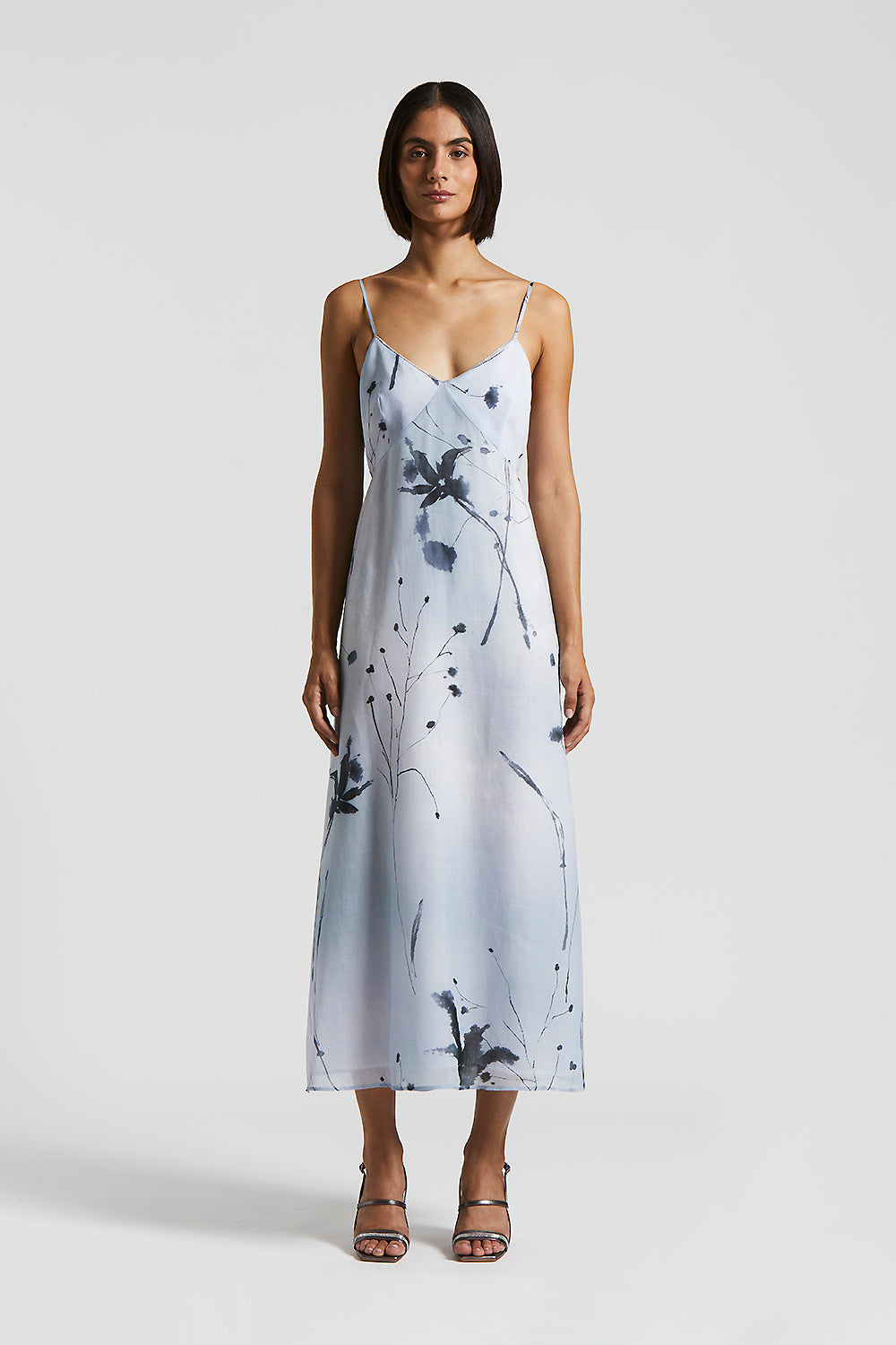 [RECTO] / ☆ 25SS DRAPERY NECKLINE SLIP DRESS / WHITE GREY Recto Drapery Neckline Slip Dress | Grey | FARFETCH
