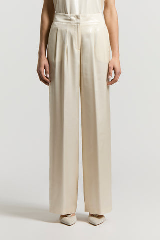 Laminated viscose trousers