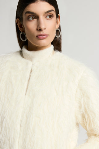 Wool and alpaca faux fur pea coat