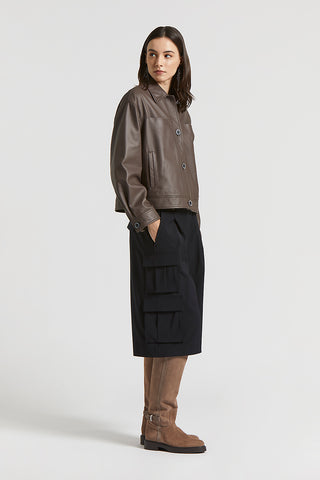 Two-way stretch wool canvas bermuda shorts