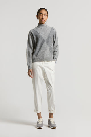 Soft stretch cotton gabardine trousers