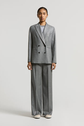Pinstripe lurex wool flannel trousers