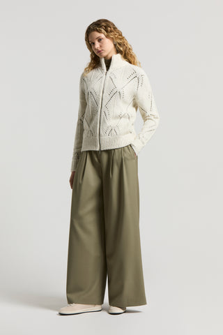 Fluid wool twill palazzo trousers