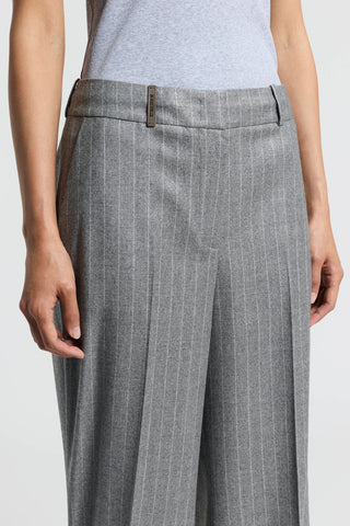 Pinstripe lurex wool flannel trousers