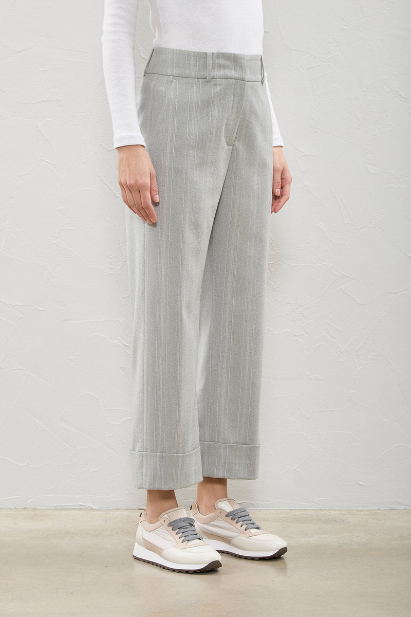 Pinstripe soft wool flannel trousers – Peserico