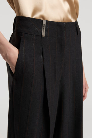 Lurex and stretch wool trousers