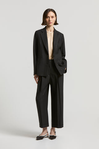 Lurex and stretch wool trousers