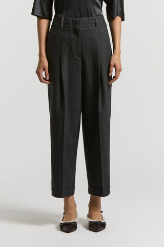 Wool and cashmere flannel trousers