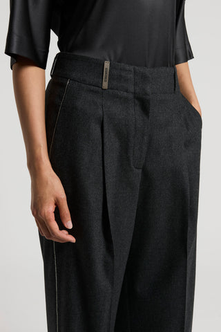 Wool and cashmere flannel trousers