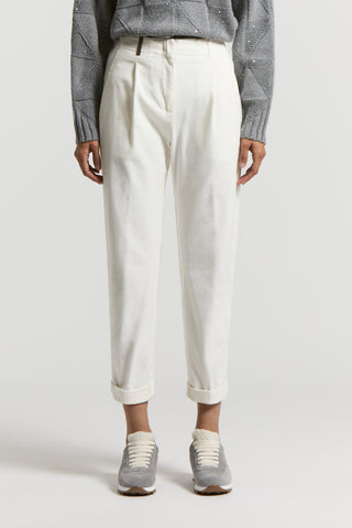 Soft stretch cotton gabardine trousers
