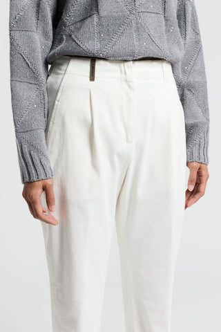 Soft stretch cotton gabardine trousers