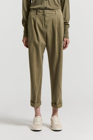 Soft stretch cotton gabardine trousers
