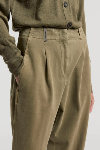 Soft stretch cotton gabardine trousers