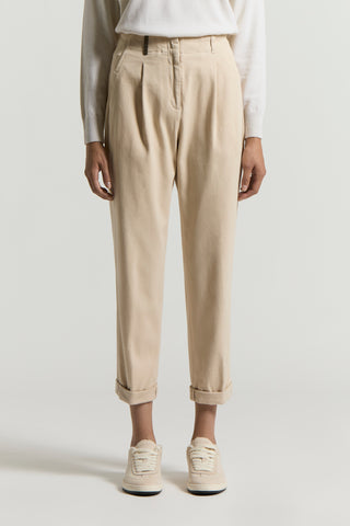 Soft stretch cotton gabardine trousers