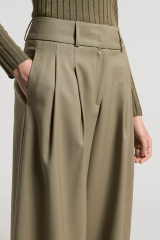 Fluid wool twill palazzo trousers