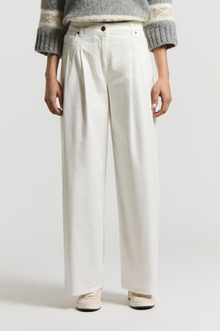 Peach-finish cotton twill trousers