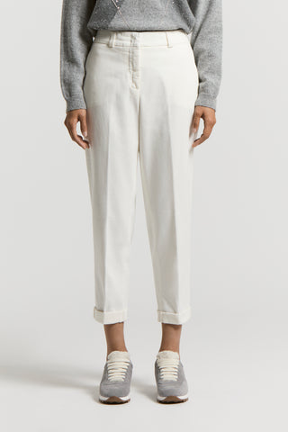 Soft stretch cotton gabardine trousers