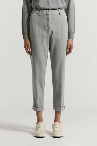 Soft stretch cotton gabardine trousers