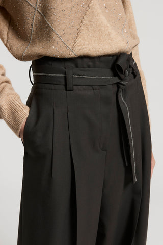 Fluid wool twill trousers