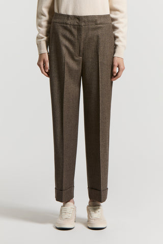 Jaspé wool fabric trousers