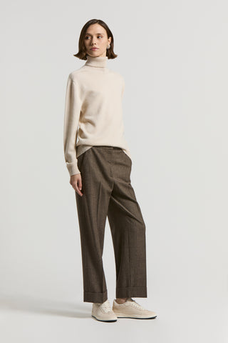 Jaspé wool fabric trousers