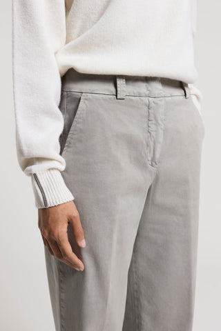 Peach-finish cotton twill trousers