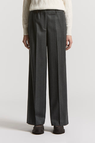 Carded wool trousers with maxi-herringbone design