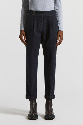 Polished cotton twill trousers