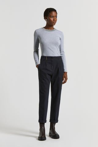 Polished cotton twill trousers