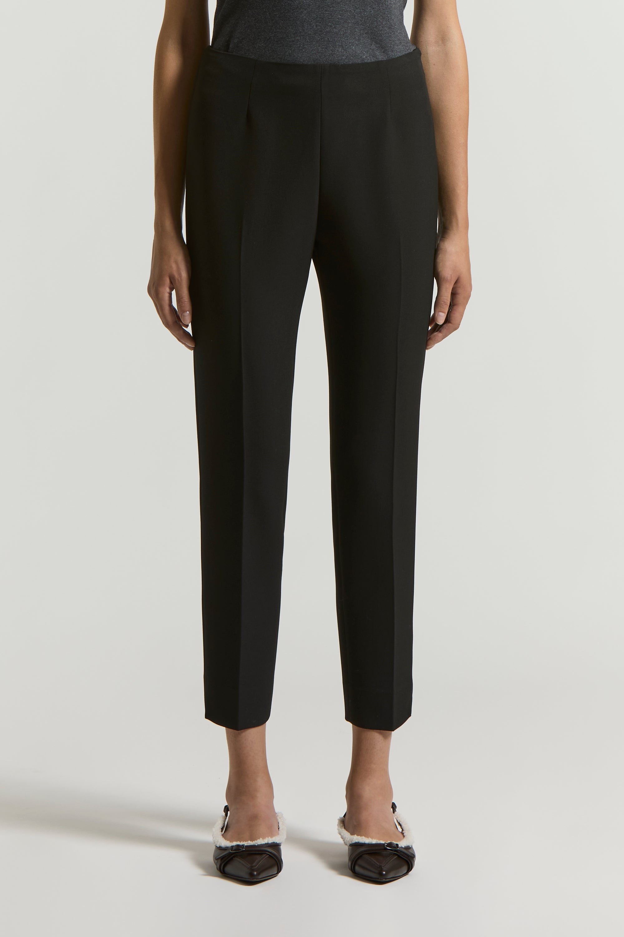 GRADI BLUE STRETCH SCUBA CREPE FABRIC CIGARETTE TROUSERS