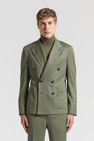 Double-breasted technical wool gabardine blazer