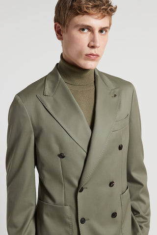 Double-breasted technical wool gabardine blazer