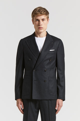 Double-breasted wool flannel blazer