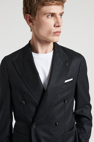 Double-breasted wool flannel blazer