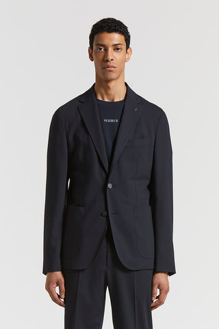 Single-breasted stretch technical wool fabric blazer