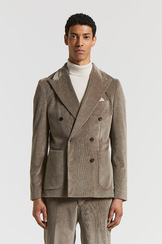 Double-breasted cotton and cashmere corduroy blazer
