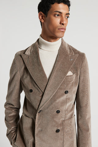 Double-breasted cotton and cashmere corduroy blazer