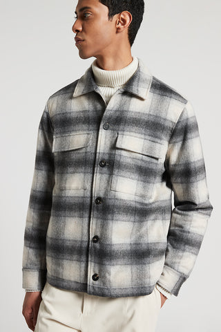 Wool-blend overshirt with chequered design