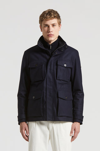 Pure wool technical flannel field jacket